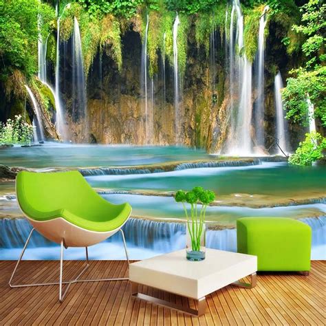 Custom Wall Mural Wallpaper 3d Waterfall Landscape Background Photo