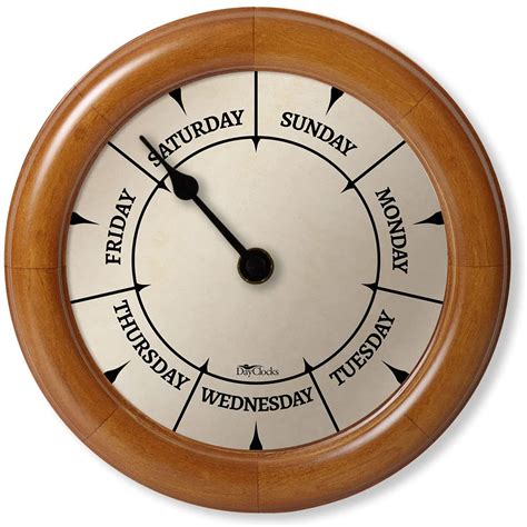 Dayclocks Classic Day Of The Week Wall Clock With Solid Wood Octagonal