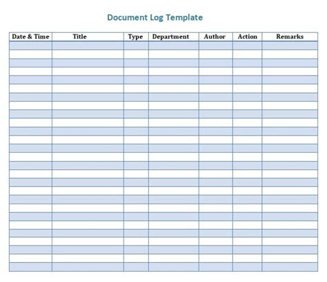 Document Log Templates 7 Free Printable Word Excel And Pdf Formats