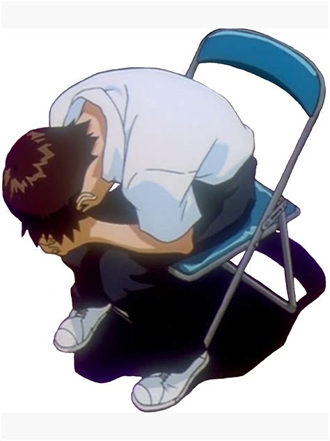Shinji Despair Chair Poster For Sale By Kawaiicrossing Redbubble