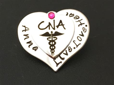 Hand Stamped Pin For Cna Nurses Nursing Student Nursing Etsy