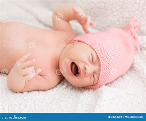 Crying Newborn Baby Girl Stock Photo Image Of Portrait 38058200