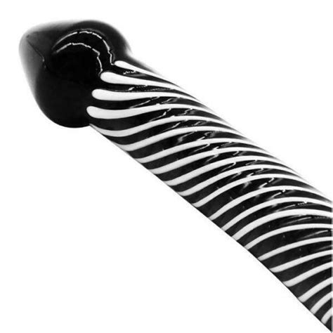 Smooth Black Glass Striped Double Ended Spot Dong Anal Plug Dildo On Onbuy