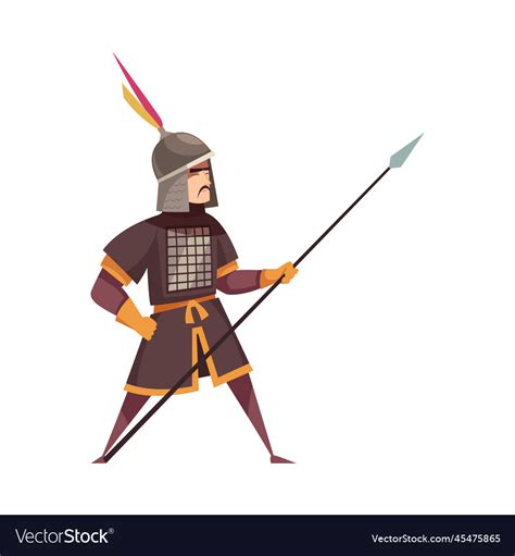 Flat Chinese Warrior Royalty Free Vector Image