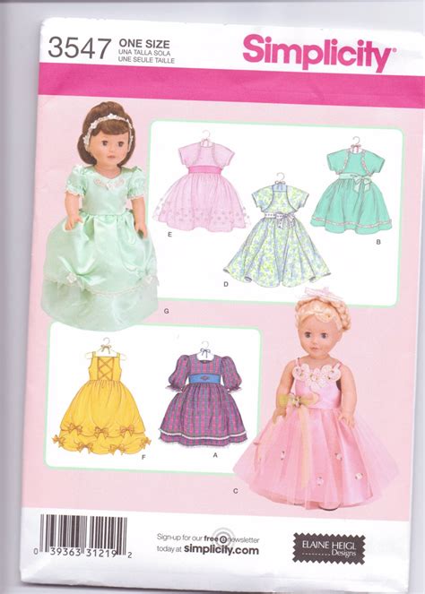 new simplicity pattern doll clothes 18 inch doll american girl