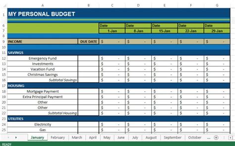 12 Month Budget Spreadsheet Etsy Budgeting Worksheets Budget