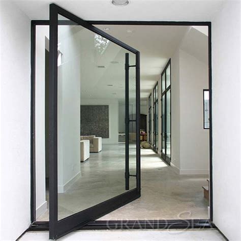 Large Modern Tempered Glass Exterior Aluminium Pivot Entry Doors Glass