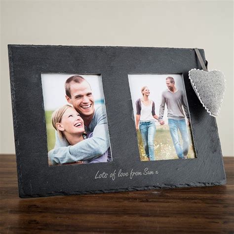 Engraved Double Slate Photo Frame Perfect For The Home Anniversary