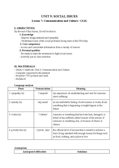 UNIT 9- Lesson 7 - TBRBRT - UNIT 9: SOCIAL ISSUES Lesson 7