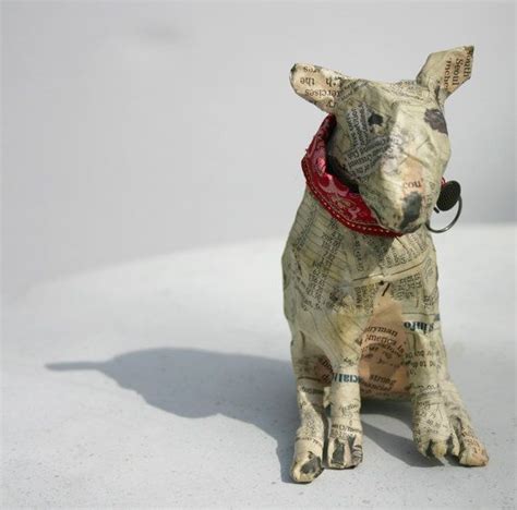 Handsome Small Papier Mach Bull Terrier With Tapestry Collar Etsy