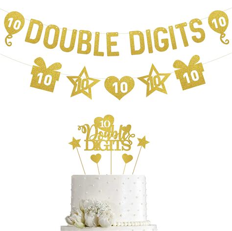 Buy SVM CRAFT Double Digits 10th Birthday Cake Topper With Banner 10th
