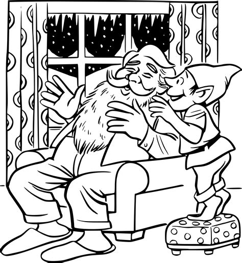 Coloriage Pere Noel et lutin à imprimer