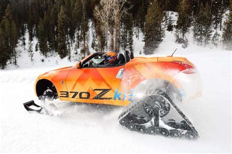 Nissan Replaces A 370zs Wheels With Skis And Tracks Calls It 370zki