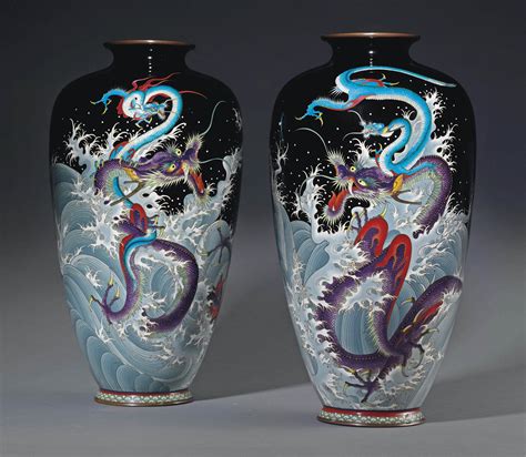 A Pair Of Cloisonné Vases Attributed To Kumeno Teitaro Meiji Period Late 19th Century