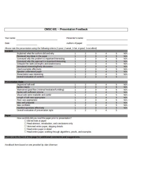 sample feedback forms  ms word  excel