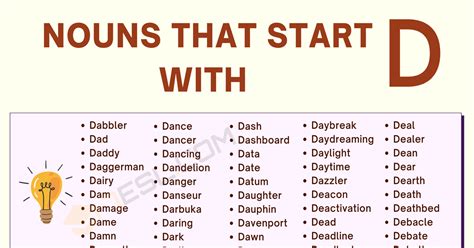 600 Nouns That Start With D In English • 7esl