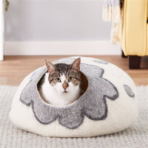 Meowfia Premium Felt Cat Cave Bed Dark Gray