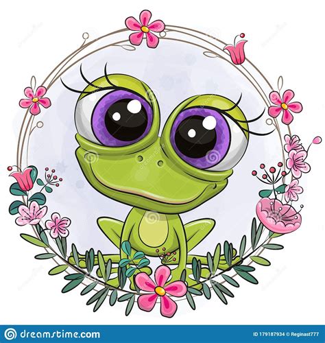 Illustration About Vector Illustration Cute Cartoon Frog With A Flower