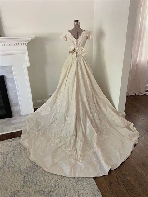 Vintage 1950s Priscilla Of Boston Miss Betsy Wedding Gown W Alencon