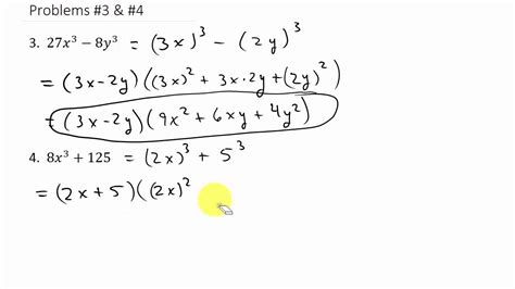 Factoring Sum And Difference Of Two Cubes Youtube