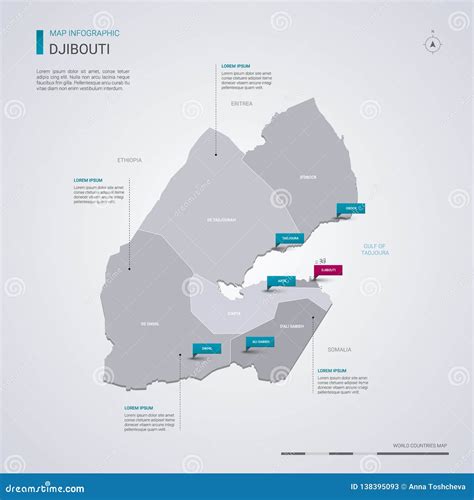 Djibouti Vector Map With Infographic Elements Pointer Marks Stock Vector Illustration Of