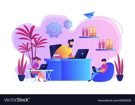 Biophilic Design In Workspace Concept Royalty Free Vector