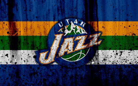 Download Wallpapers 4k Utah Jazz Grunge Nba Basketball Club