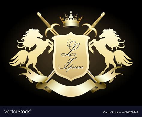 Golden Heraldic Coat Arms Royalty Free Vector Image