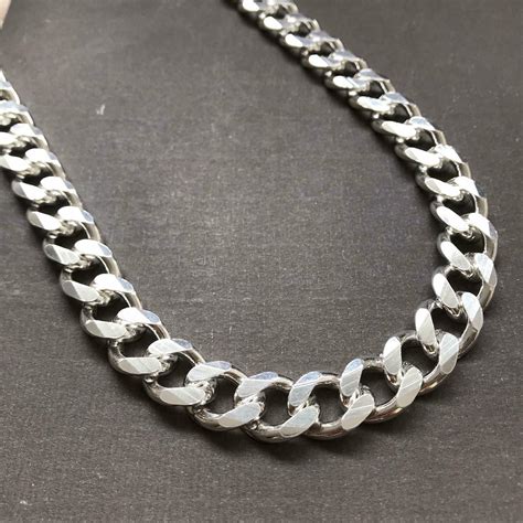 925 Sterling Silver Mens Cuban Tight Curb Link Chain Necklace 14mm 152