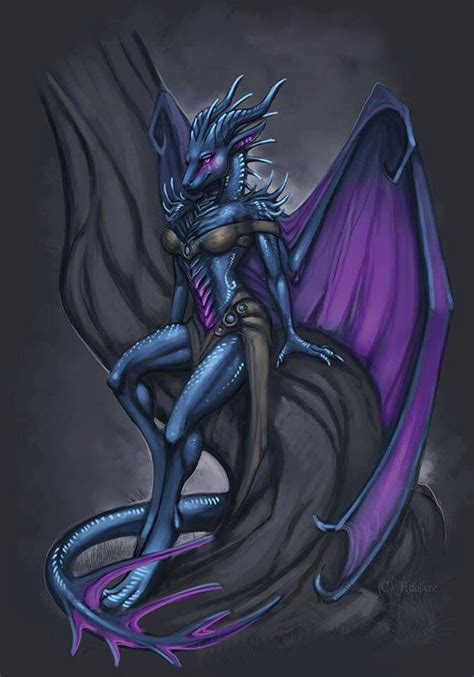 Female Royal Blue Dragonborn Wings Empress Queen Sorcerer Furry Art