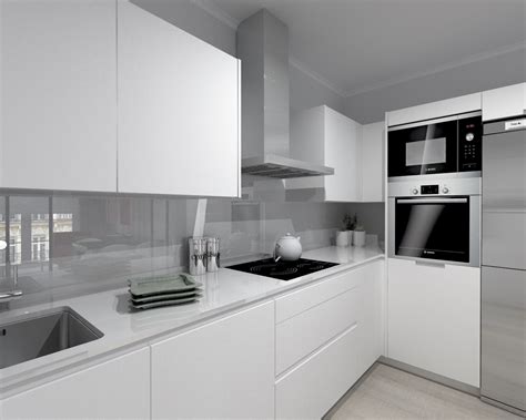 Cocinas modernas blancas y grises se han empleado puertas estratificadas de alta densidad combinando el gris. Cocina Santos Modelo Line Estratificado Blanco Encimera ...