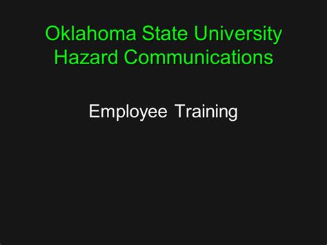 Oklahoma State University Hazard Communications Your Right To Know