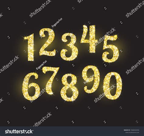 Realistic Shining Golden Glitter Numbers 1 Stock Vector Royalty Free