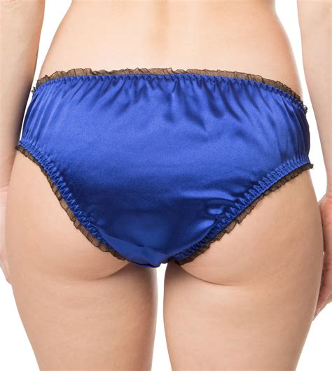 ROYAL BLAU SATIN Rüschen Sissy Panty Bikini Höschen Unterwäsche Slips Größe EUR