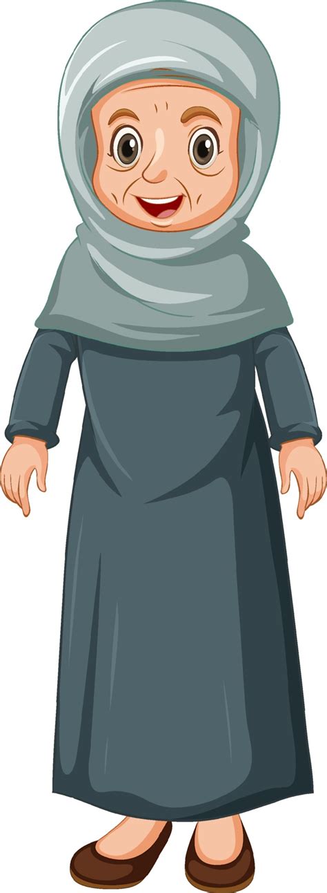 Old Muslim Lady Cartoon Character 2080828 Vector Art At Vecteezy