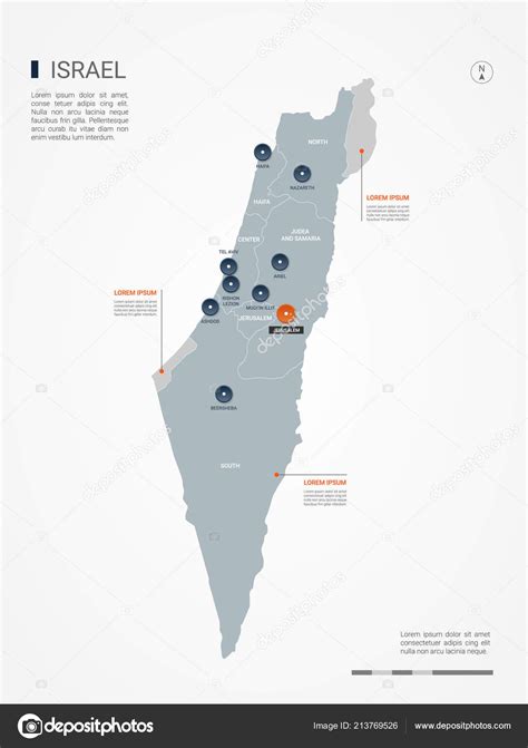 Israel Map Borders Cities Capital Administrative Divisions Infographic