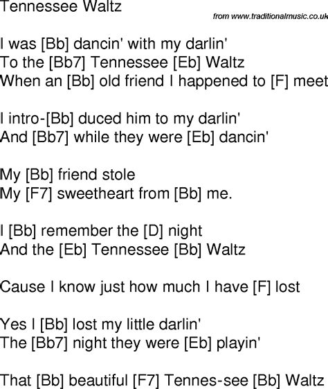 Old Time Song Lyrics With Guitar Chords For Tennessee Waltz Bb