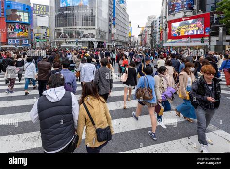 Tokyo Japan Rush Hour At Shibuya Crossing Stock Photo Alamy