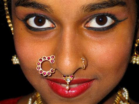 East Indian Woman Face Piercings Cute Nose Piercings Facial Piercings