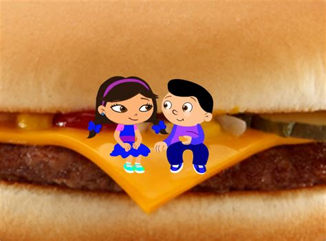 Tiny Eithan And Lucy Ate Leos Cheeseburger By Princeeithan28 On Deviantart
