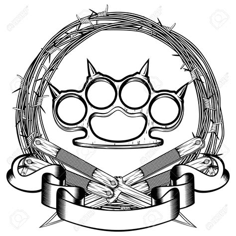 Brass Knuckle Tattoo Coloring Pages