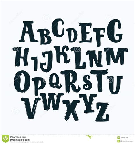 Hand Drawn Alphabet Calligraphy Font Modern Brush Lettering Grunge