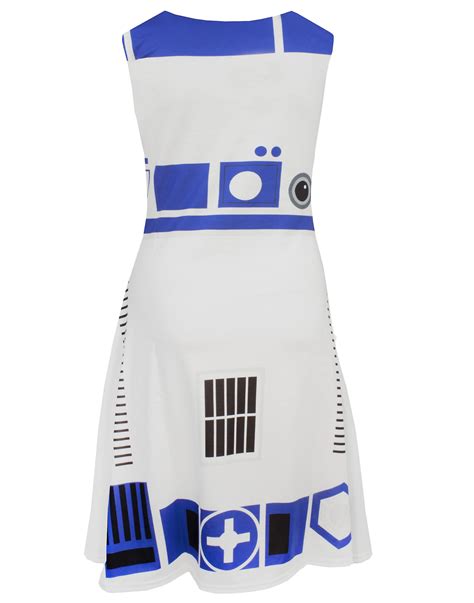 Star Wars Womens Sleeveless Skater Dress White R2d2 Fruugo Uk