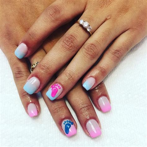 Pin By Mariah Kelly On Nails Gender Reveal Nails Acrylic Nail