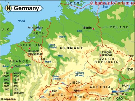 Harta Fizica A Germaniei Harta
