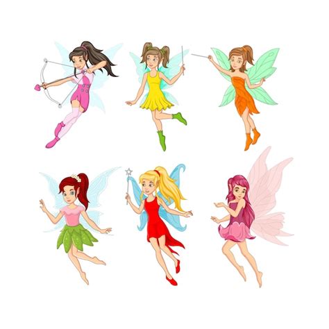 Premium Vector Set Of Cartoon Little Fairies Character