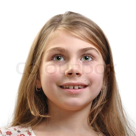 Attractive Young Girl With Inspiration Facial Expression