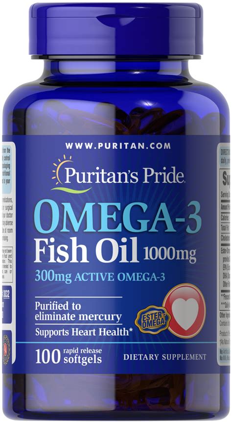Omega 3 Fish Oil 1000 Mg Active Omega 3 100 Softgels Puritans Pride