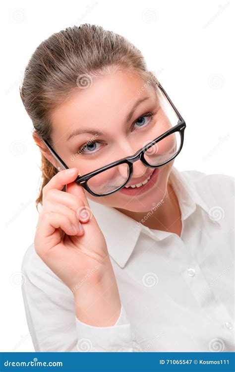 playful secretary wearing glasses stock image image of happiness model 71065547