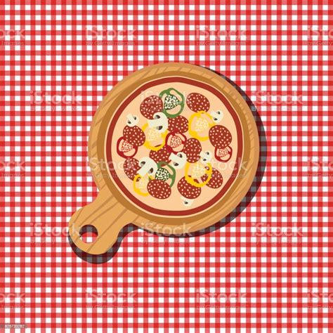 Pizza On Wooden Board Tasty And Fresh Italian Fast Food Flat Vector